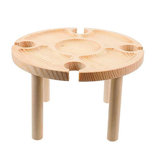 Toyvian 1 Stück Runder Tragbarer Picknicktisch Klappbarer Weintisch für Outdoor Camping Garten und Partys für Snacks und Getränke für Jede Gelegenheit von Toyvian