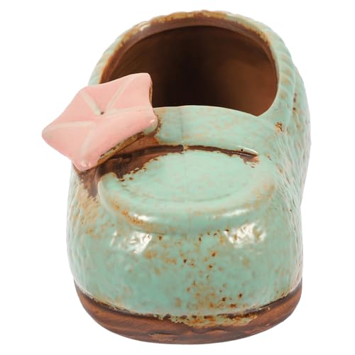 Toyvian 1 Stück Schuhförmiger Blumentopf Dekorative Pflanzentöpfe einzigartige Pflanzentöpfe Boot-Blumentopf Topffüße Töpfe drinnen Schuhpflanztopf Schuhpflanzgefäß Schuhdekor Keramik Grün von Toyvian