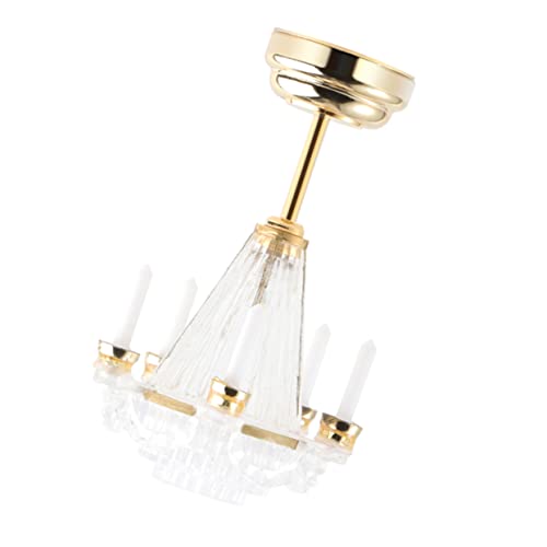 Toyvian 1:12 Puppenhaus Miniatur Led Kronleuchter Hängelampe Modell, Mini Deckenleuchte Für Puppenstube, Puppenhaus Lampe Mit Batterie, Deko Zubehör Für Miniaturhäuser von Toyvian
