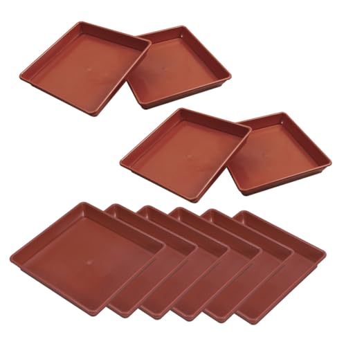 Toyvian 10 Stück Quadratische Pflanzuntersetzer aus Robustem Kunststoff Tropfschalen für Blumentöpfe Wasserauffangend Langlebig für Zimmerpflanzen und Bonsai Rostrot von Toyvian