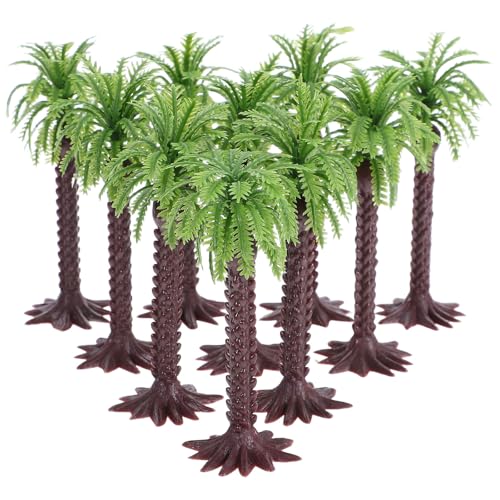 Toyvian 10 stücke Kunststoff Modell Tropical Coconut Palm Tree Cake Topper Diorama Bäume Für Modell Zug Eisenbahn Fee Garten Dekoration von Toyvian