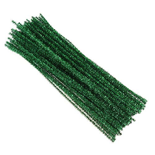 Toyvian 100Pcs Pfeifenreiniger Chenilledraht Kinder Basteln Pfeifenputzer Weihnachten Glitzer Deko 30 CM (Grün) von Toyvian