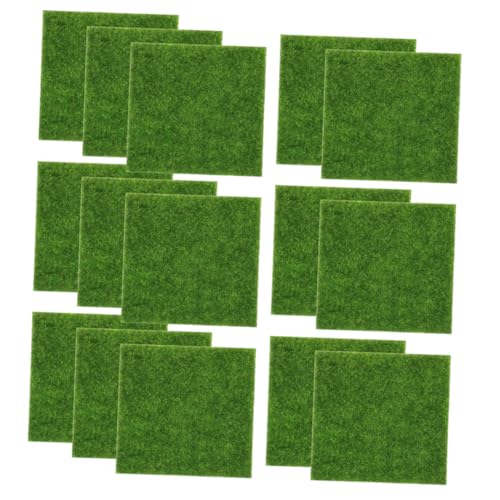 Toyvian 15 Stück Teiliges Kunstrasen Realistisches Kunstmoos für Miniaturgarten Vielseitige Dekoration Modellbau Grasmatte für Innen und Außendekor von Toyvian