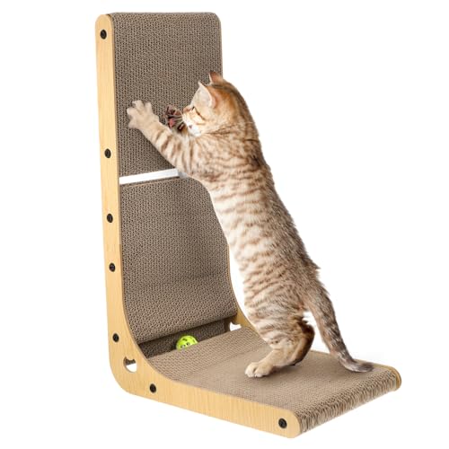 Toyvian 1Satz Katzenkratzpad Förmig für Innenräume Vertikales Kratzbrett mit Glocken Holzmaserung Schont Möbel und Fördert Gesunde Gewohnheiten für Spiel und Kratzbedarf von Toyvian