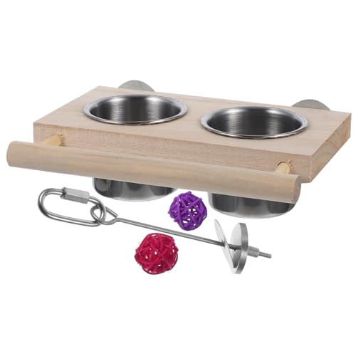 Toyvian Papageienfutterspender Satz Edelstahlnapf mit Holzhalter Vogelkäfig Zubehör für Ziervögel Obst und Futterhalter für Papageien Leicht zu Reinigen und Langlebig Toyvian Papageienfutterspender Satz Edelstahlnapf mit Holzhalter Vogelkäfig Zubehör für Ziervögel Obst und Futterhalter für Papageien Leicht zu Reinigen und Langlebig von Toyvian