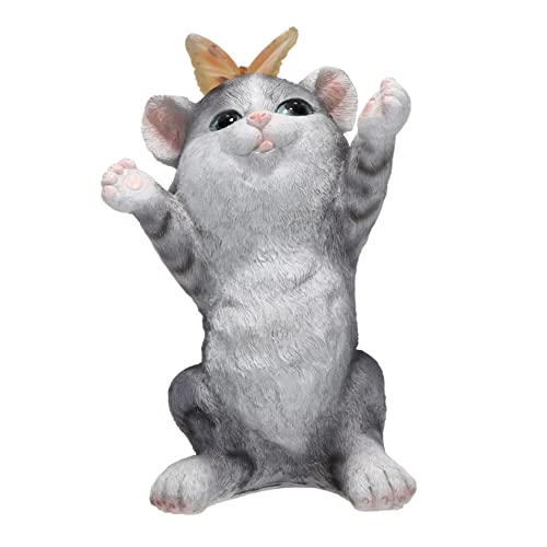 Toyvian 1Stück Süße Katzen Solarlampe für Garten und Balkon Dekorative Katzenfigur mit Solarlicht Handwerkskunst für Stilvolle Außenbereiche von Toyvian