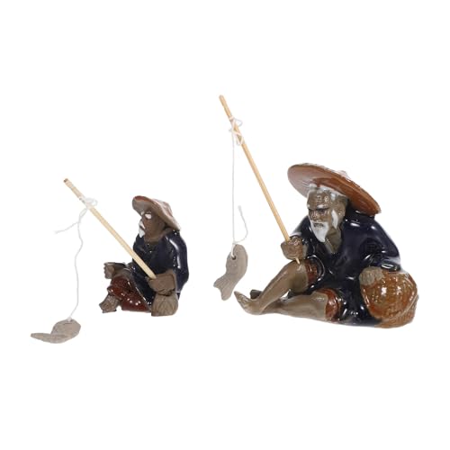 Toyvian 2 Mini-Fischerfiguren: Keramik-Fischerstatue, Miniatur-Angelskulptur, Aquarium-Ornamente für Bonsai-Aquarium, Zen-Feengarten- Toyvian 2 Mini-Fischerfiguren: Keramik-Fischerstatue, Miniatur-Angelskulptur, Aquarium-Ornamente für Bonsai-Aquarium, Zen-Feengarten- von Toyvian
