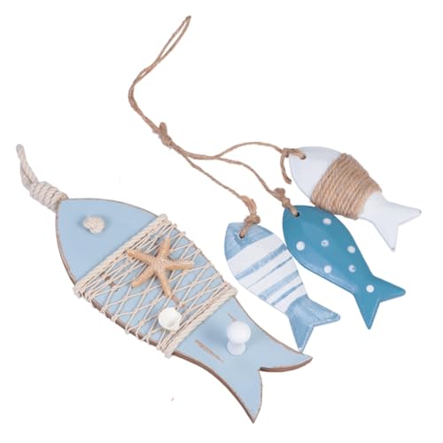 Toyvian 2 STÜCK Teiliges Holz Fisch Mediterraner Stil Kreatives Handgefertigtes Dekoanhänger für Zuhause und Geschäft Robust und Langlebig Einzigartiges Fischdesign von Toyvian