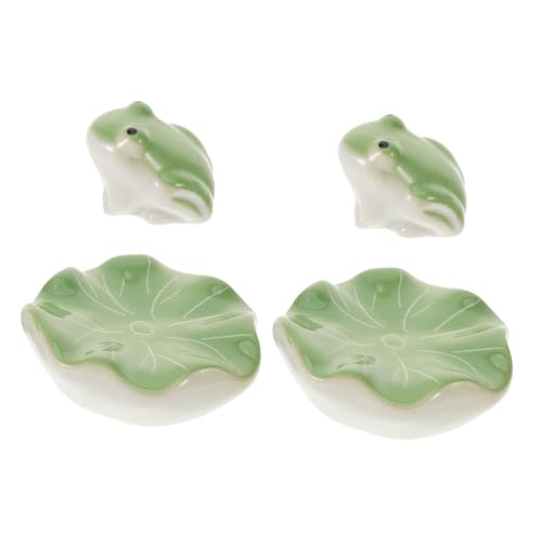 Toyvian 2 Sätze Tee Haustier Schwimmende Grüne Dekoration Abnehmbarer Griff Spezieller Griff Kleine Rollen Tierische Handwerkliche Figuren Spezielles Tablett Vasen Keramik Light Green von Toyvian
