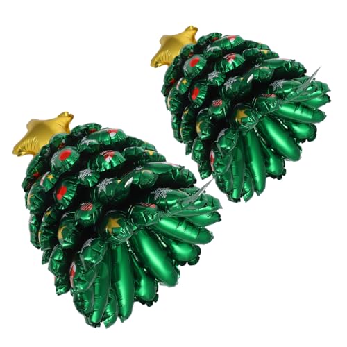 Toyvian 2 Stück Aufblasbarer Mini Weihnachtsbaum aus Langlebiger Aluminiumfolie Stehende Tisch und Gartendeko für Innen und Außen Vielseitige Weihnachtsdekoration für Party und Festliche von Toyvian