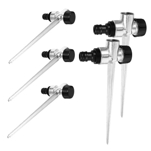 Toyvian 2 Stück Automatischer rotierender Sprinkler Bewässerung außen Spitze für Gartenschlauch Sprinkler Rasenflächen Rasensprengerpfahl Rasen Zubehör Zinklegierung Silver von Toyvian