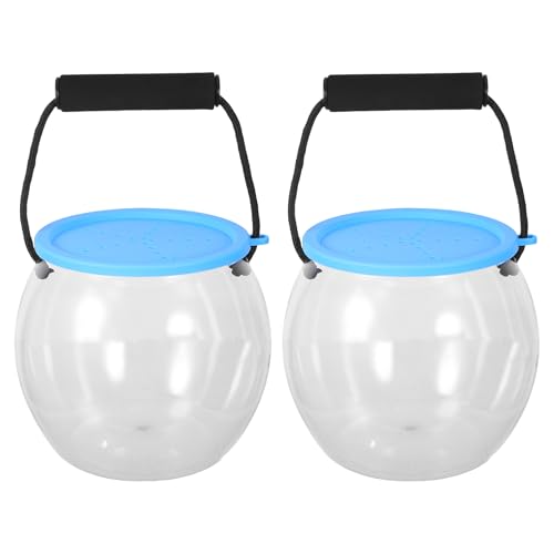 Toyvian 2 Stück Catch and Release Beach Fish Aquarium Tragbarer transparenter Fischeimer mit Deckel und Griff Durchsichtiger Kunststoff-Aquariumbehälter für Strandfische im Freien von Toyvian