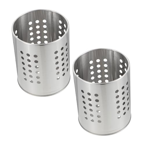 Toyvian 2 Stück Dickwandiger Edelstahl Besteckhalter mit Abtropffunktion Aufbewahrungsbehälter für Messer Gabeln Essstäbchen Rostfrei Leicht zu Reinigen Praktischer Küchenorganizer von Toyvian