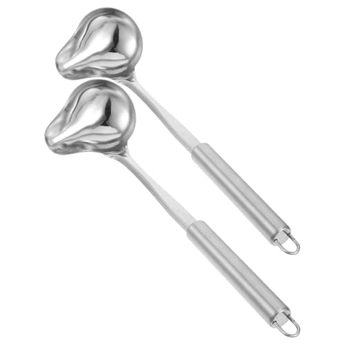 Toyvian 2 Stück Edelstahl Duckbill Suppenlöffel mit Ergonomischem Griff Kleiner Soßenlöffel mit Langem Stil Leicht und Platzsparend Robust und Bruchfest für Küche und Servieren von Toyvian