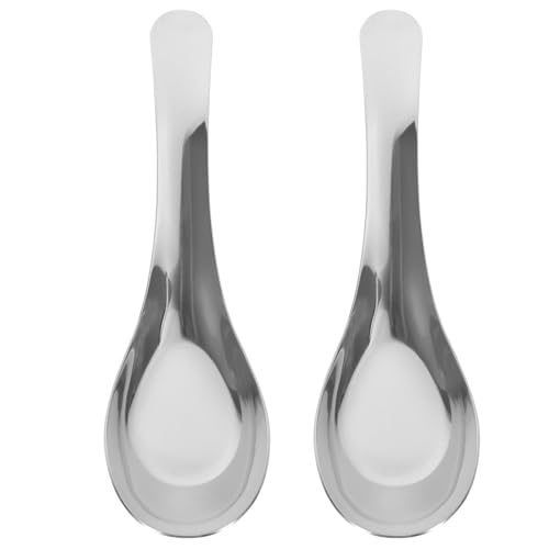 Toyvian 2 Stück Edelstahl Suppenlöffel Flachboden Reislöffel Multipurpose Küchenbesteck Kratzfest Spülmaschinengeeignet für Haushalt Restaurant und Kantine von Toyvian