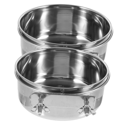 Toyvian 2 Stück Edelstahl Vogel Futterspender mit Clip Befestigung Große Kapazität Wiederverwendbar und Waschbar Geeignet als Trink und Futternapf für Papageien und Wellensittiche im von Toyvian