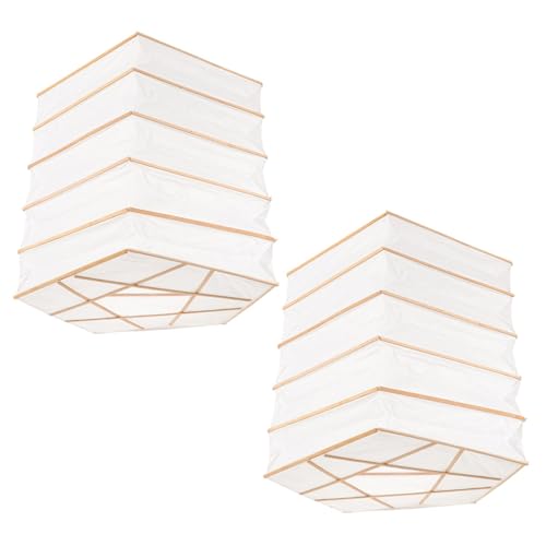 Toyvian 2 Stück Faltbare Japanische Papierlampenschirme Rechteckige Weiße Hängelampen mit Bambusstreben Faltbare Lampions für Hochzeiten Partys Festivals Wohnzimmerdekoration von Toyvian
