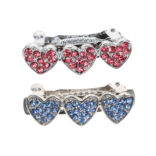 Toyvian 2 Stück Haarklammern für Hunde mit Herz Rhinstein Design Leichte Langlebige Haarschmuck Barrettes Blau zur Fixierung und Verschönerung von Fell bei Alltag und Events von Toyvian