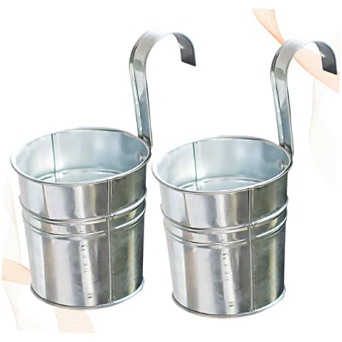 Toyvian 2 Stück Hakenfass Blecheimer Blumen Hängender Blumenkorb Hängekorb Topf Outdoor Rustikale Heimdekoration Montiert Gartenarbeit Halber Eimer Balkon von Toyvian