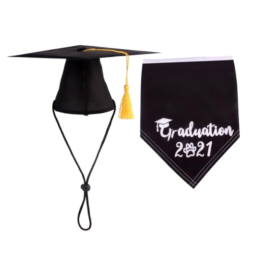 Toyvian 2 Stück Haustierhut Hund Grad Mama Urlaub Party PET -Abschlusskostüm Körperpflege Blau Speichelhalsband Haustierzubehör Polyester Black von Toyvian