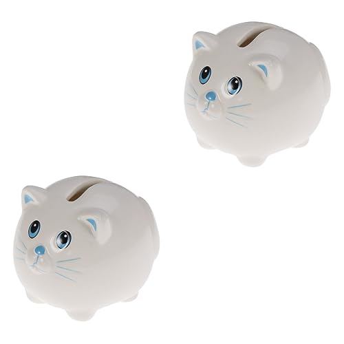 Toyvian 2 Stück Kinder-Sparschwein Tier-Sparschwein Keramik-Sparbank Katze Münzbank Katzen-Sparschwein Kleines Geschenk Keramik Geschenkbox Spardose Kind Niedlich von Toyvian