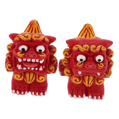 Toyvian 2 Stück Kleine Ornamente Mini-Löwenstatuen Heimatlöwenschmuck Löwenverzierung Mini-Löwen-Modell- Löwen Tischdekoration Löwenschmuck zu Hause Harz rot von Toyvian