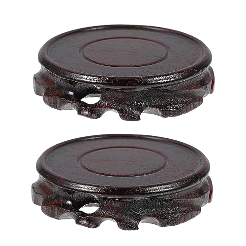 Toyvian 2 Stück Massivholzpalette klein Basen orientalisch sechseckig Basis anzeigen Blumentopfstand Vasenständer Basis Sockel für Ornament-Basis Mahagoni- von Toyvian