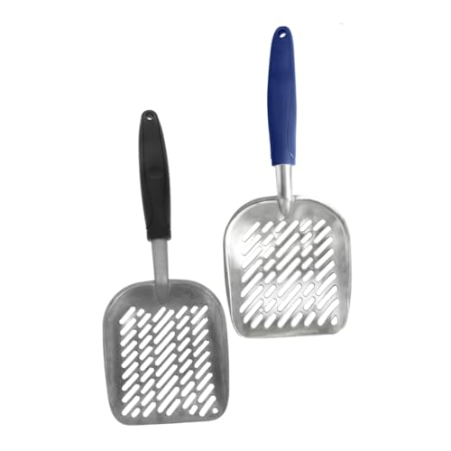 Toyvian 2stücke Metall Katzenstreuschaufel Mit Sieb Für Schnelles Filtern Große Schaufel Aus Aluminiumlegierung Für Abfallentfernung Bequemer Griff Für Effiziente Reinigung von Toyvian