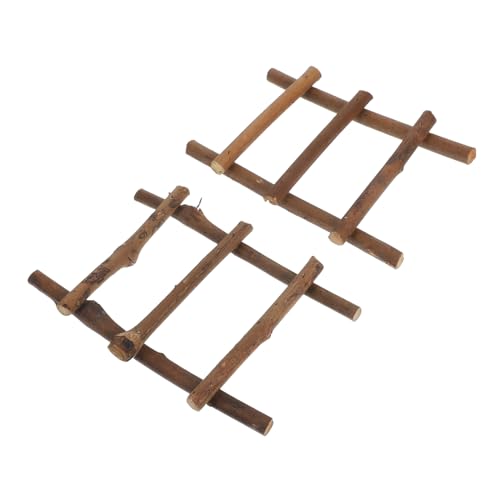 Toyvian 2 Stück Mikro-Landschaftsleiter Mini-Trittleiter Mini-Leiterstütze Landschaftsrattanleiter Miniatur-Leitermodell Puppenhausleiter DIY Deko Rattan-Deko Mini-Gartenleiter Coffee von Toyvian