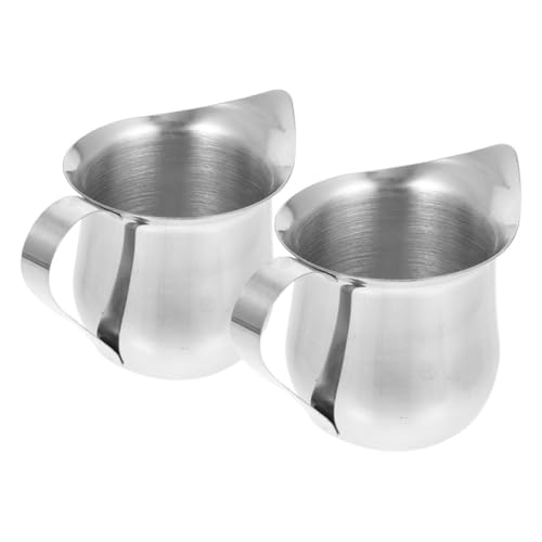 Toyvian 2 Stück Milchkännchen Tragbarer Milchaufschäumer für Espresso und Kaffee Mini Sahnekännchen für Camping und Reisen Präziser Ausguss für Latte Art von Toyvian
