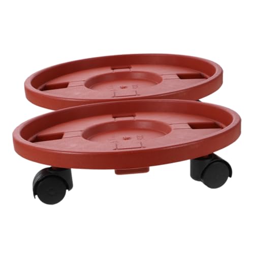 Toyvian 2 Stück Pflanzenroller Pflanzenuntersetzer mit Lenkrollen Robuste Runde Blumenroller mit Schwerlastfähiger Basis Beweglich für Große Pflanzkübel Innen und Außen Rot von Toyvian