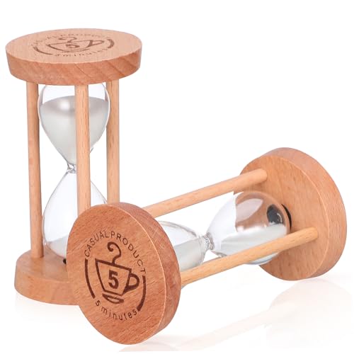 Toyvian 2 Stück Sanduhr Minuten Sand Timer mit Holzrahmen Dekorative Zeitmanagement Uhr für Schreibtisch Küche Spiele und von Toyvian