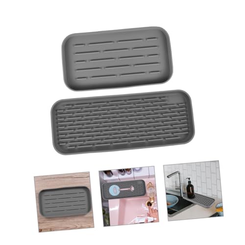 Toyvian 2 Stück Silikon Abtropfmatte Rutschfeste Spüle Organizer Matte mit Antirutschstreifen Multifunktionales Küchen Bad tablett für Schwamm Seife Toilettenartikel Hitzebeständig von Toyvian