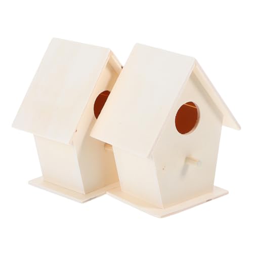 Toyvian 2 Stück Teiliges DIY Vogelhaus aus Unbehandeltem Wetterfestes Kleines Vogelhaus zum Bemalen Hängender Futterplatz für Garten Naturbelassen Kinderfreundlich Handwerkliches Garten von Toyvian