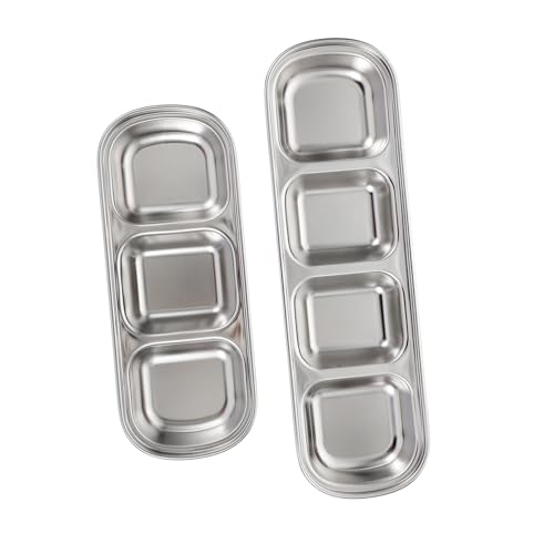 Toyvian 2 Stück Teiliges Mehrkammer Futtertablett und Fächer Snackteller für Kleine Haustiere Langlebig Rostfrei Leicht zu Reinigen Sichere Futterstation für Hamster und Kleintiere von Toyvian