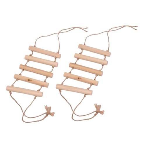 Toyvian 2 Stück Teiliges Papageien Kletterspielzeug aus Holz mit Schaukel und Sprossenleiter Interaktives Vogelspielzeug für Wellensittiche und Papageien Bewegung und Koordination von Toyvian