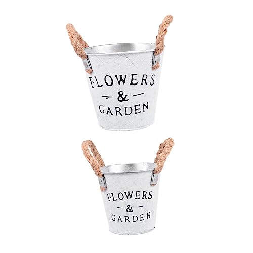 Toyvian 2 Stück Teiliges Retro Eisen Blumeneimer Vintage Pflanzgefäße mit Henkel Runde Gartendeko Robustes Vielseitig für Blumenarrangements und Aufbewahrung für Innen und Außenbereich von Toyvian