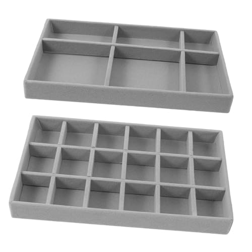 Toyvian 2 Stück Teiliges Schmucktablett Fächern Samtbezogenes Schmuck Organizer Tray Praktischer Schmuckhalter für Ohrringe Ringe Armbänder für Zuhause und Schmuckhandel von Toyvian