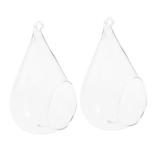Toyvian 2 Stück Transparente Hängende Glasvase Kleine Pflanzhalter Mikrolandschaft Blumendekoration Glatte Oberfläche Vielseitig als Kerzenhalter Geeignet von Toyvian
