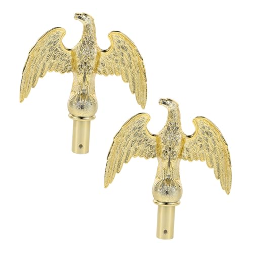 Toyvian 2 Stück Wetterfester Garten Fahnenmast Adlerkopf Topper aus Kunststoff Goldfarbener Fahnenmastaufsatz Einfacher Ersatz für Teleskopische Gartenflaggen Robust und Dekorativ für von Toyvian