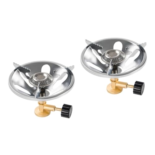 Toyvian 2 Stück Windgeschützter Camping Gaskocher mit und Stabiler Topfhalter Integrierter Zündmechanismus Langlebiger Outdoor Gaskocher für Picknick und Rucksacktouren von Toyvian