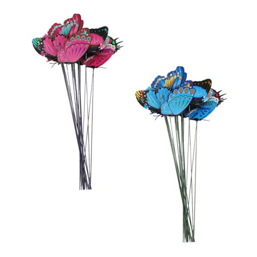 Toyvian 20 Stück Dekorative Schmetterlingsstecker Realistische Gartenornamente PVC für Blumenbeete Töpfe und Moderne Deko Rosa und Blaue Schmetterlinge für Außenbereich von Toyvian