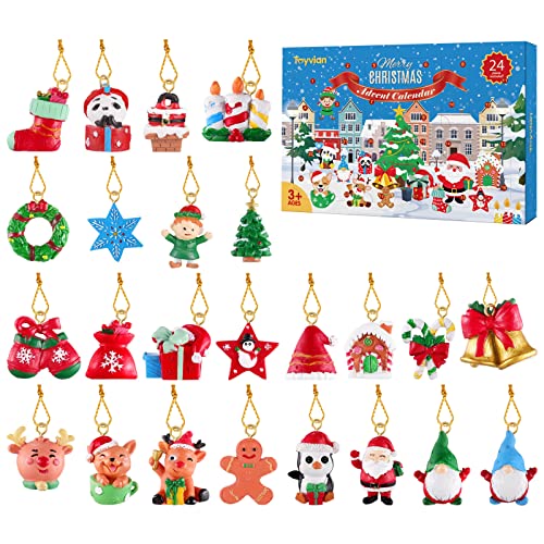 Toyvian 24Pcs Hängende Ornamente, Weihnachtstiere Relief Spielzeug, Xmas Weihnachtsschmuck für die Wand Weihnachtsbaum, Adventskalender 2021 Countdown Kalender von Toyvian