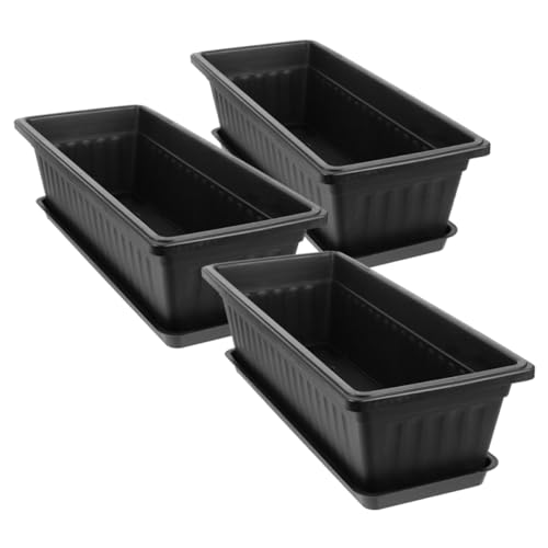 Toyvian 3 Sätze Plastikblumentopf mit Tablett Pflanzentöpfe im Freien Gartenarbeit klarer Topf draußen klein Belüftung Pflanzer Orchideentöpfe für den Innenbereich pp Black von Toyvian