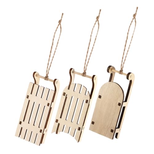 Toyvian 3 Stück DIY Holzschlitten Modell Dekoration für Tisch Regal oder Weihnachtsbaum Handgefertigte Ornamente für Festliche Anlässe von Toyvian