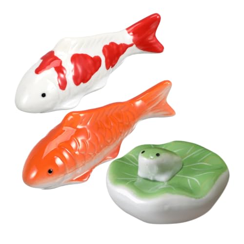 Toyvian 3 Stück Keramik Schwimmfiguren für Aquarium und Gartenteich Handbemalte Koi Goldfisch-Figuren Wetterfeste Teichdeko Dekorative Schwimmende Fischornamente aus Porzellan von Toyvian