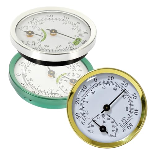 Toyvian 3 Stück Mini Thermometer Hygrometer mit Aluminiumgehäuse Analoges Innen thermometer und Luftfeuchtigkeitsmesser Dekorativ für Garten Büro Wohnzimmer und Gewächshaus Silberweiß Toyvian 3 Stück Mini Thermometer Hygrometer mit Aluminiumgehäuse Analoges Innen thermometer und Luftfeuchtigkeitsmesser Dekorativ für Garten Büro Wohnzimmer und Gewächshaus Silberweiß von Toyvian