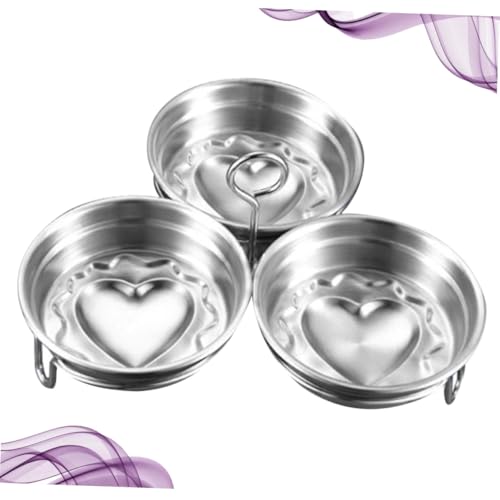 Toyvian 3 Stück Teiliges Edelstahl eierkocher set Herzförmige Eierform Backwerkzeug für Frühstück Kinderleichte Reinigung Bpa frei Vielseitig für Pudding Jelly und Snacks von Toyvian
