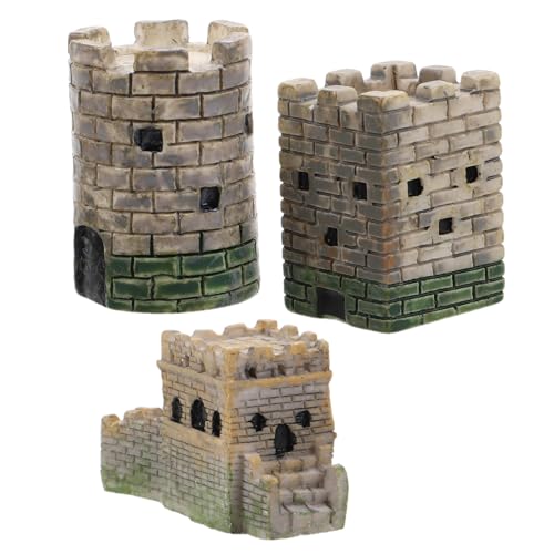 Toyvian 3 Teiliges Miniatur Sandtisch aus Widerstandsfähigem Resin Bestehend aus Chinesischer Mauer Rundem und Quadratischem Europäischen Schloss Vielseitige Architektur für von Toyvian