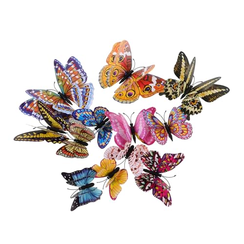 Toyvian 36 Stück Nachtleuchtende Schmetterling Wandsticker Doppelter Lagen für Schlafzimmer Wohnzimmer Party Hochzeit Dekoration Wiederverwendbar Bastelkunst von Toyvian